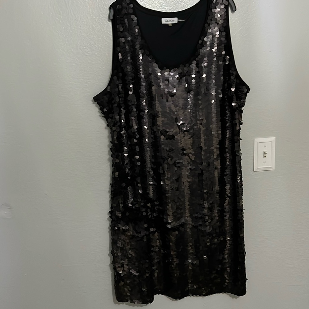 Calvin Klein Sequin Front Sleeveless Dress